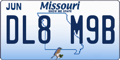MO license plate DL8M9B