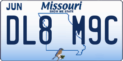 MO license plate DL8M9C