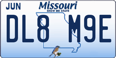 MO license plate DL8M9E
