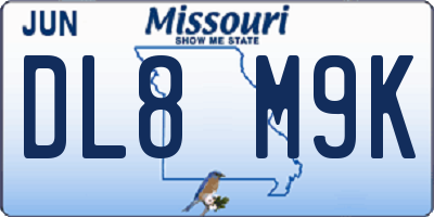 MO license plate DL8M9K