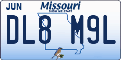 MO license plate DL8M9L