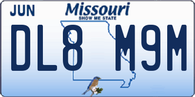 MO license plate DL8M9M