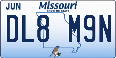MO license plate DL8M9N