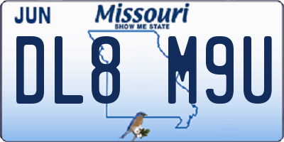 MO license plate DL8M9U