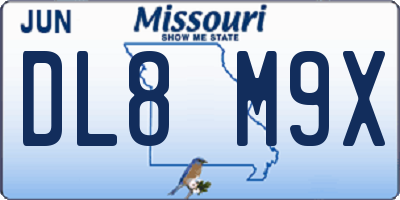 MO license plate DL8M9X