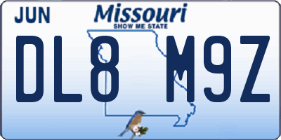 MO license plate DL8M9Z