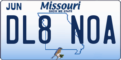 MO license plate DL8N0A