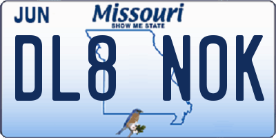 MO license plate DL8N0K