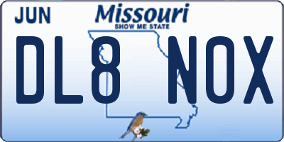 MO license plate DL8N0X