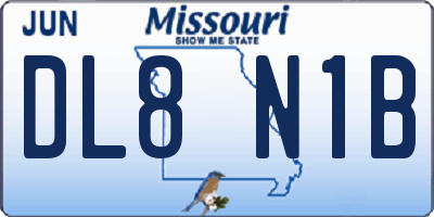 MO license plate DL8N1B