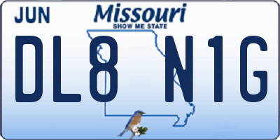 MO license plate DL8N1G
