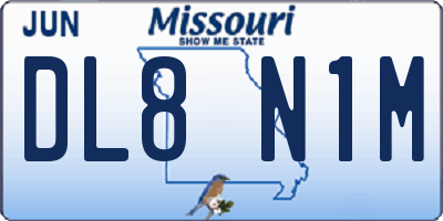MO license plate DL8N1M