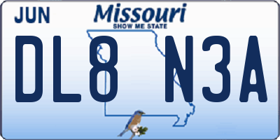 MO license plate DL8N3A