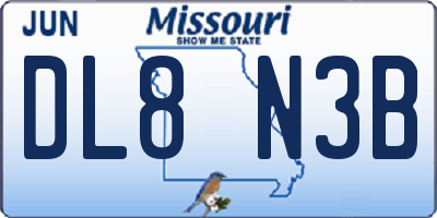 MO license plate DL8N3B
