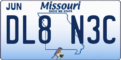 MO license plate DL8N3C