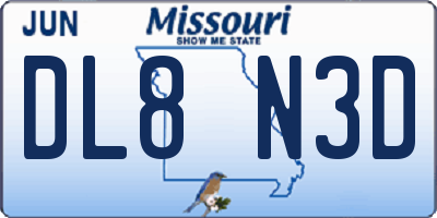 MO license plate DL8N3D