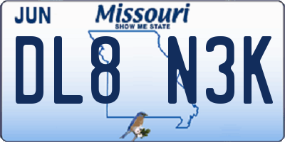 MO license plate DL8N3K