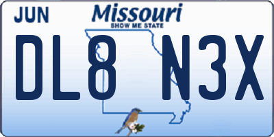 MO license plate DL8N3X