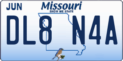 MO license plate DL8N4A