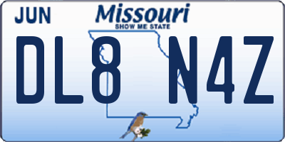 MO license plate DL8N4Z