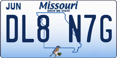 MO license plate DL8N7G