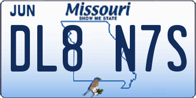 MO license plate DL8N7S