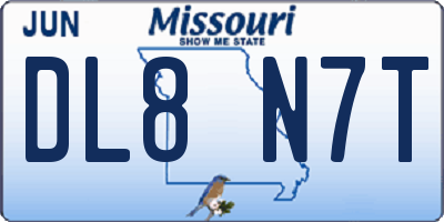 MO license plate DL8N7T