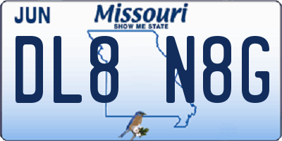 MO license plate DL8N8G