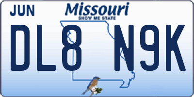 MO license plate DL8N9K