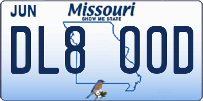 MO license plate DL8O0D