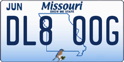 MO license plate DL8O0G