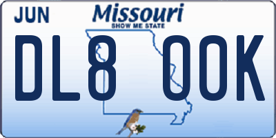MO license plate DL8O0K