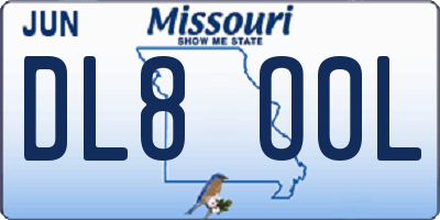 MO license plate DL8O0L