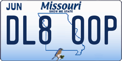 MO license plate DL8O0P