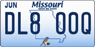 MO license plate DL8O0Q