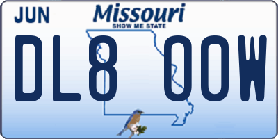 MO license plate DL8O0W