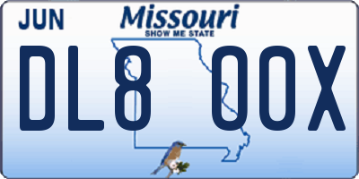 MO license plate DL8O0X