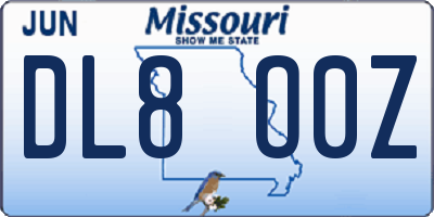MO license plate DL8O0Z