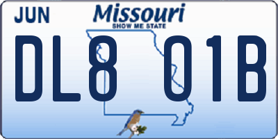 MO license plate DL8O1B