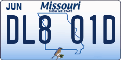 MO license plate DL8O1D