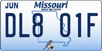 MO license plate DL8O1F