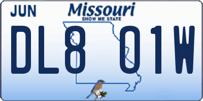 MO license plate DL8O1W