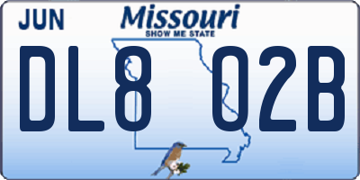 MO license plate DL8O2B