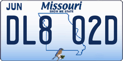 MO license plate DL8O2D