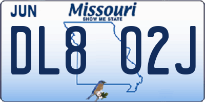 MO license plate DL8O2J