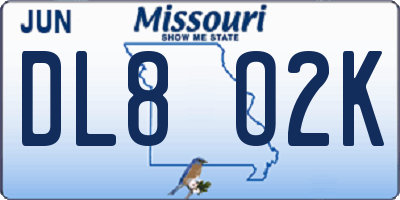 MO license plate DL8O2K