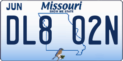 MO license plate DL8O2N