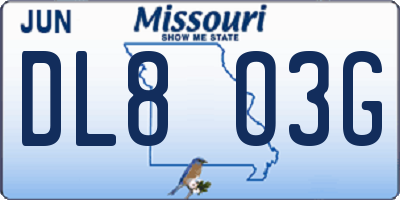MO license plate DL8O3G