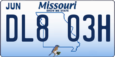 MO license plate DL8O3H