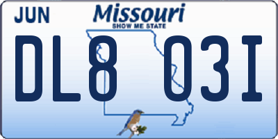 MO license plate DL8O3I